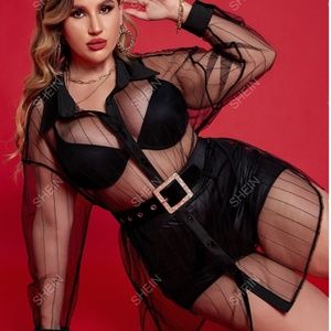 SHEIN Privé Plus Black Mesh Shirt 1XL (14)